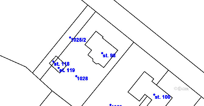 Parcela st. 98 v KÚ Hajany u Blatné, Katastrální mapa
