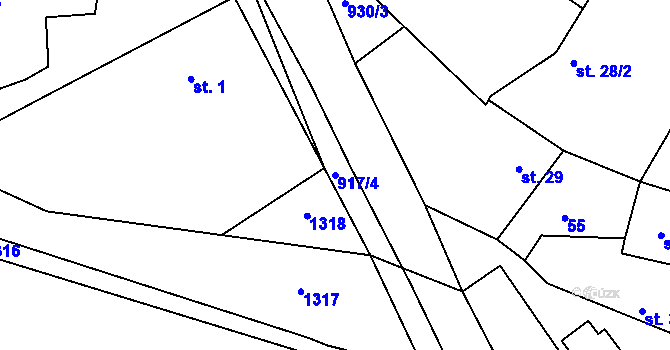 Parcela st. 917/4 v KÚ Hajany u Blatné, Katastrální mapa