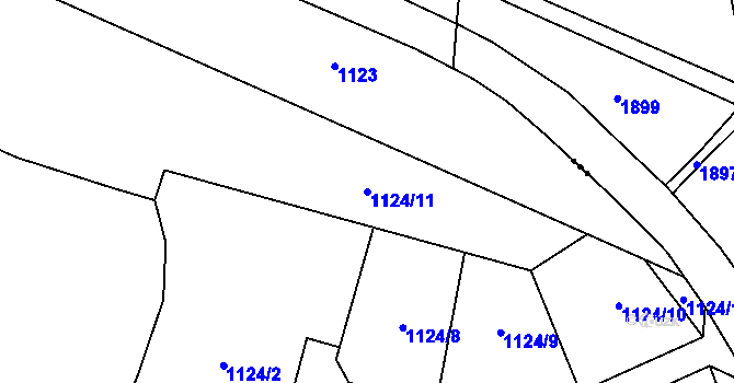 Parcela st. 1124/11 v KÚ Hajany u Blatné, Katastrální mapa