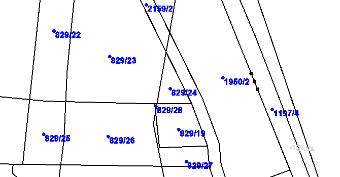 Parcela st. 829/24 v KÚ Hajany u Blatné, Katastrální mapa