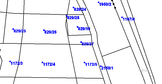 Parcela st. 829/27 v KÚ Hajany u Blatné, Katastrální mapa