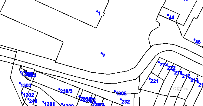 Parcela st. 2 v KÚ Hajany, Katastrální mapa