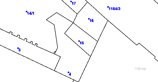 Parcela st. 15 v KÚ Hajany, Katastrální mapa