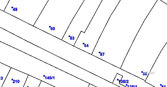 Parcela st. 54 v KÚ Hajany, Katastrální mapa