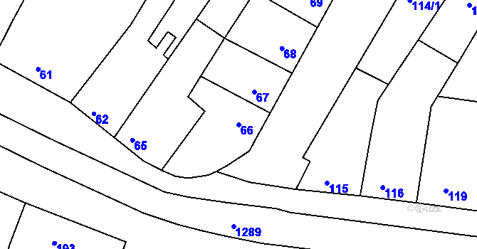 Parcela st. 66 v KÚ Hajany, Katastrální mapa