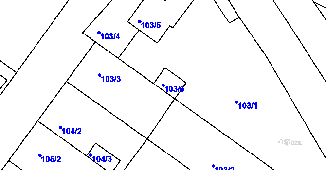 Parcela st. 103/6 v KÚ Hajany, Katastrální mapa