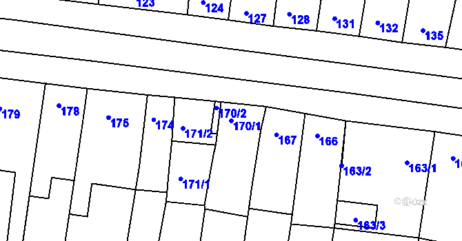 Parcela st. 170/1 v KÚ Hajany, Katastrální mapa