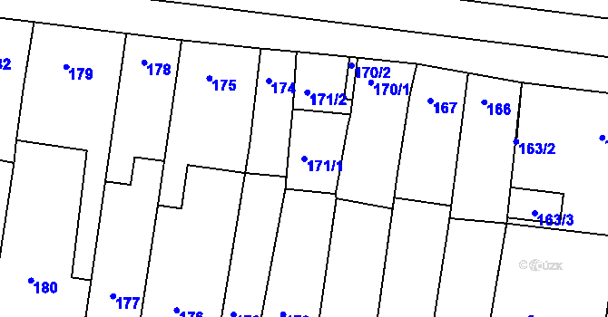 Parcela st. 171/1 v KÚ Hajany, Katastrální mapa