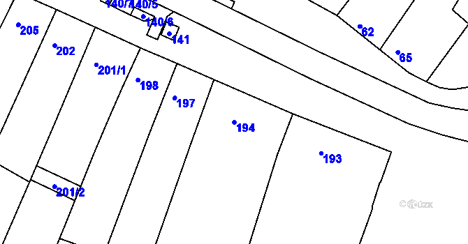 Parcela st. 194 v KÚ Hajany, Katastrální mapa