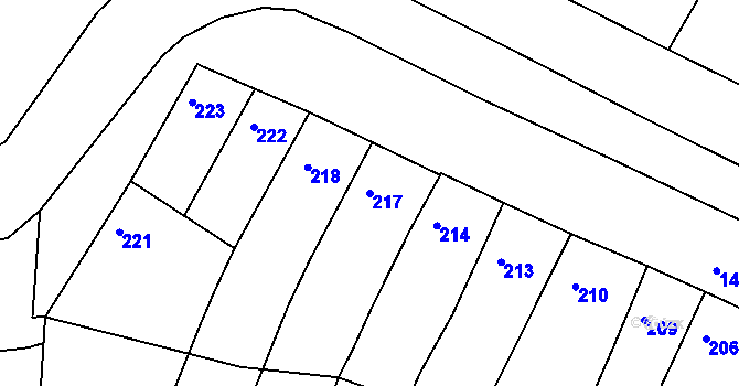 Parcela st. 217 v KÚ Hajany, Katastrální mapa