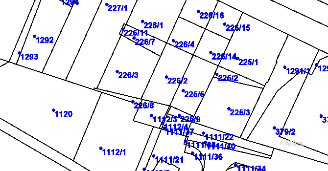 Parcela st. 226/2 v KÚ Hajany, Katastrální mapa