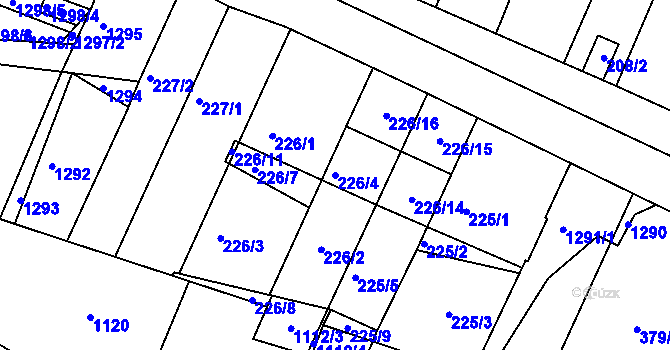 Parcela st. 226/4 v KÚ Hajany, Katastrální mapa