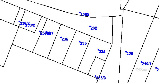 Parcela st. 235 v KÚ Hajany, Katastrální mapa