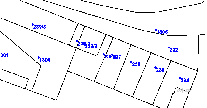 Parcela st. 238/1 v KÚ Hajany, Katastrální mapa