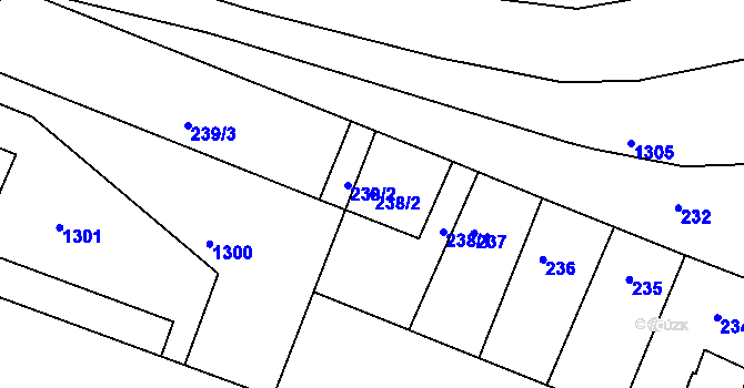 Parcela st. 238/2 v KÚ Hajany, Katastrální mapa