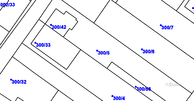 Parcela st. 300/5 v KÚ Hajany, Katastrální mapa