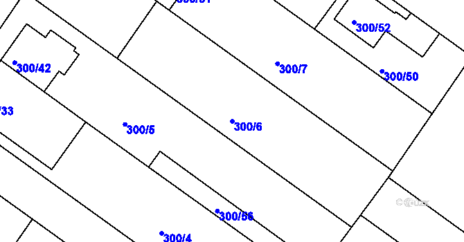 Parcela st. 300/6 v KÚ Hajany, Katastrální mapa