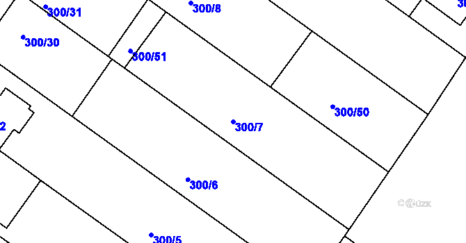 Parcela st. 300/7 v KÚ Hajany, Katastrální mapa