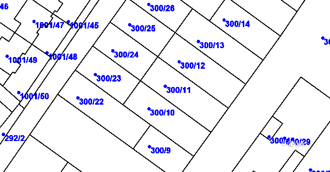 Parcela st. 300/11 v KÚ Hajany, Katastrální mapa