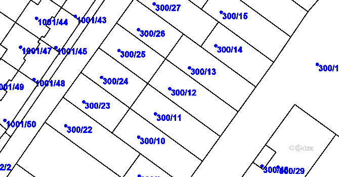 Parcela st. 300/12 v KÚ Hajany, Katastrální mapa