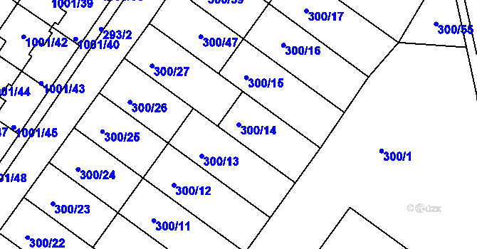 Parcela st. 300/14 v KÚ Hajany, Katastrální mapa