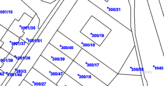 Parcela st. 300/18 v KÚ Hajany, Katastrální mapa