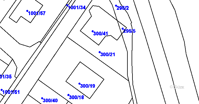 Parcela st. 300/21 v KÚ Hajany, Katastrální mapa