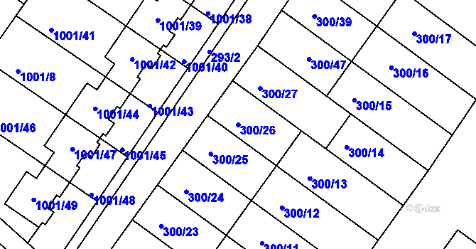 Parcela st. 300/26 v KÚ Hajany, Katastrální mapa