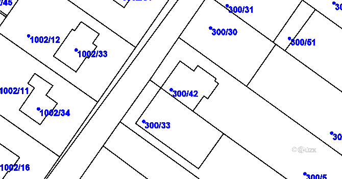 Parcela st. 300/42 v KÚ Hajany, Katastrální mapa