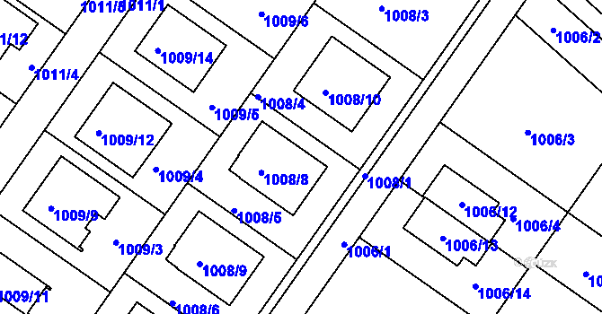 Parcela st. 1008 v KÚ Hajany, Katastrální mapa