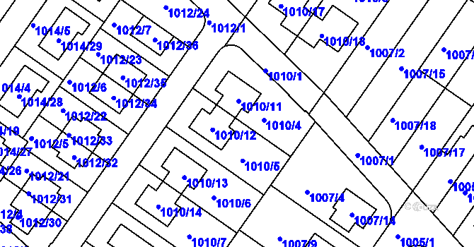 Parcela st. 1010 v KÚ Hajany, Katastrální mapa