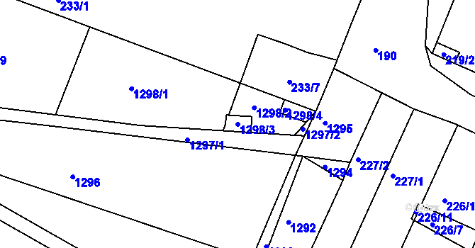 Parcela st. 1298/3 v KÚ Hajany, Katastrální mapa