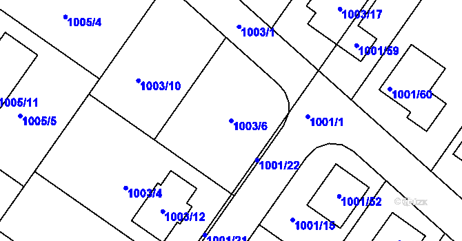 Parcela st. 1003/6 v KÚ Hajany, Katastrální mapa