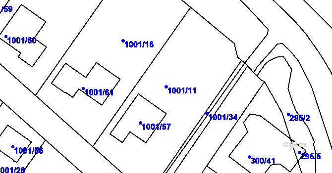 Parcela st. 1001/11 v KÚ Hajany, Katastrální mapa