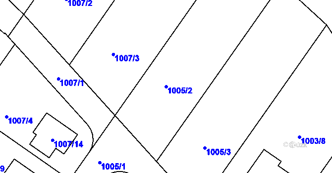 Parcela st. 1005/2 v KÚ Hajany, Katastrální mapa