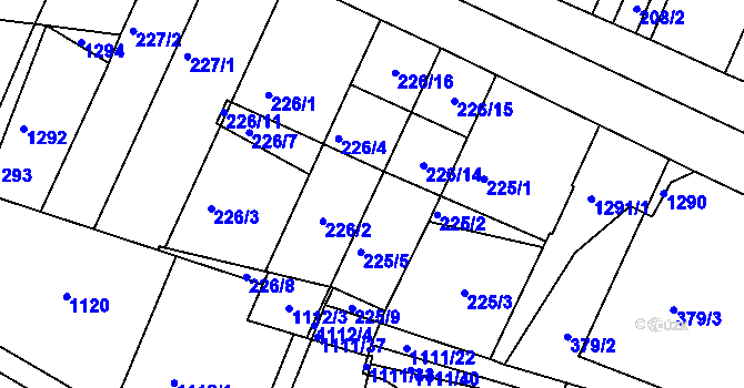 Parcela st. 226/12 v KÚ Hajany, Katastrální mapa