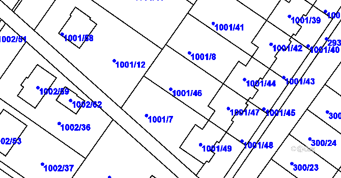 Parcela st. 1001/46 v KÚ Hajany, Katastrální mapa