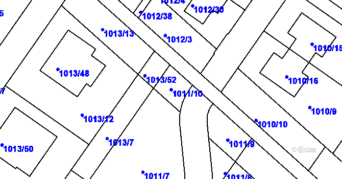 Parcela st. 1011/10 v KÚ Hajany, Katastrální mapa