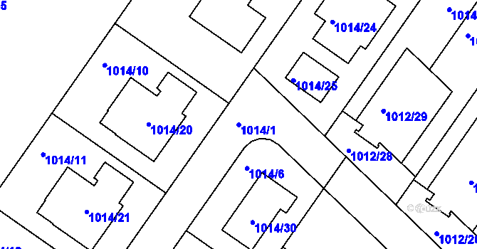 Parcela st. 1014/1 v KÚ Hajany, Katastrální mapa