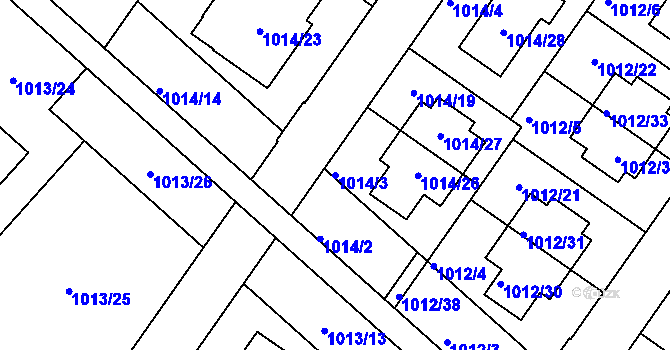 Parcela st. 1014/3 v KÚ Hajany, Katastrální mapa