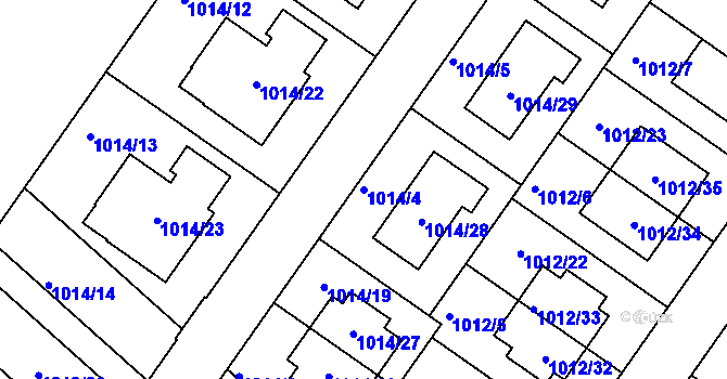 Parcela st. 1014/4 v KÚ Hajany, Katastrální mapa