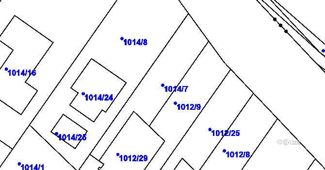 Parcela st. 1014/7 v KÚ Hajany, Katastrální mapa