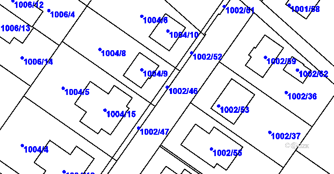 Parcela st. 1002/46 v KÚ Hajany, Katastrální mapa