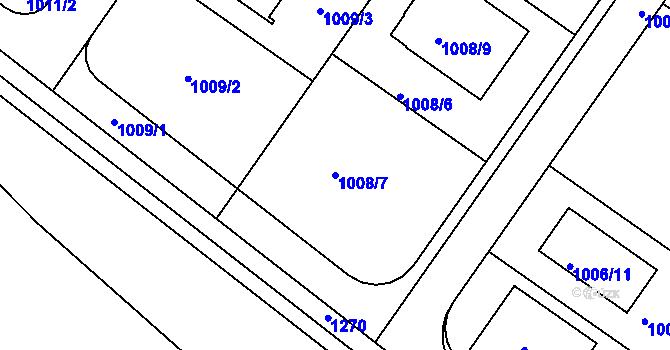 Parcela st. 1008/7 v KÚ Hajany, Katastrální mapa
