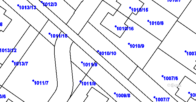 Parcela st. 1010/10 v KÚ Hajany, Katastrální mapa