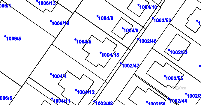 Parcela st. 1004/15 v KÚ Hajany, Katastrální mapa