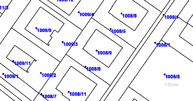 Parcela st. 1008/9 v KÚ Hajany, Katastrální mapa