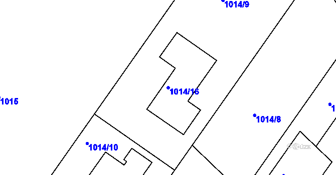 Parcela st. 1014/16 v KÚ Hajany, Katastrální mapa