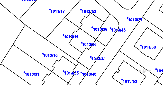 Parcela st. 1013/36 v KÚ Hajany, Katastrální mapa