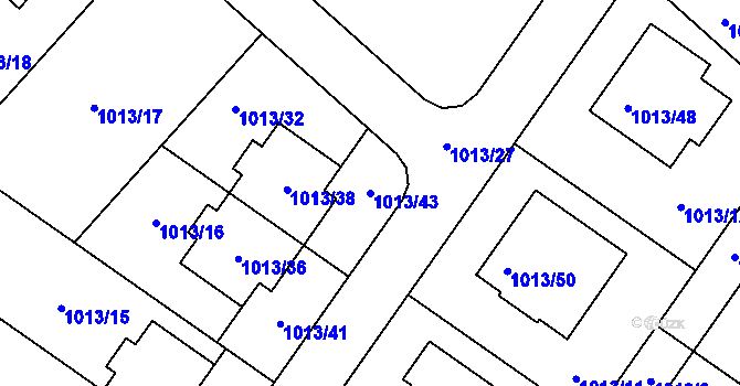 Parcela st. 1013/43 v KÚ Hajany, Katastrální mapa